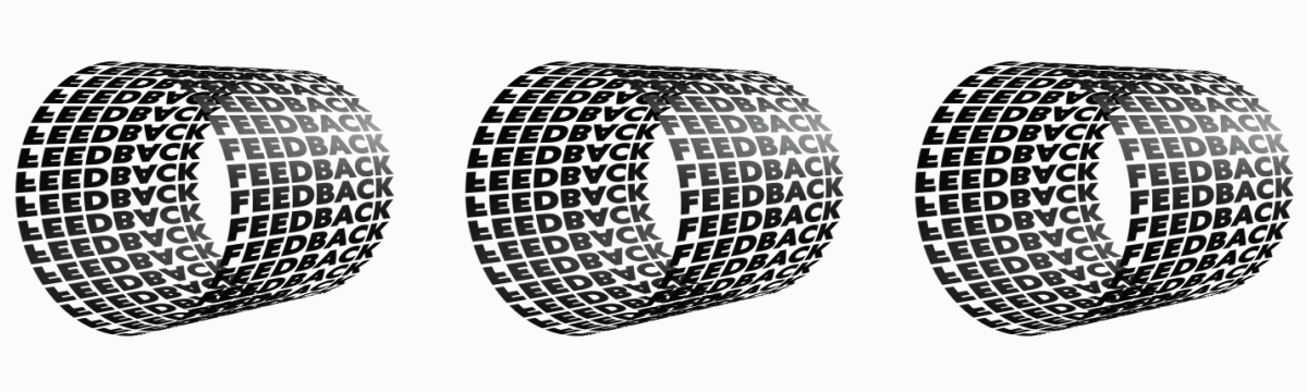 the word feedback looping and animating in a cylinder shape